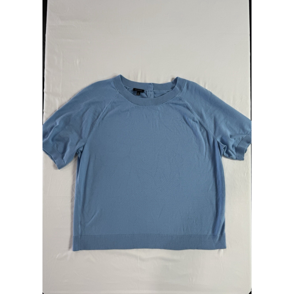 Talbots Women’s XL Short Sleeve Sweater Top Blue Lightweight Knit Cotton Blend